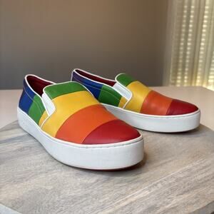 Michael Kors Dylan Rainbow Pride LGBTQ Slip-On Sneakers Shoes Size 9.5